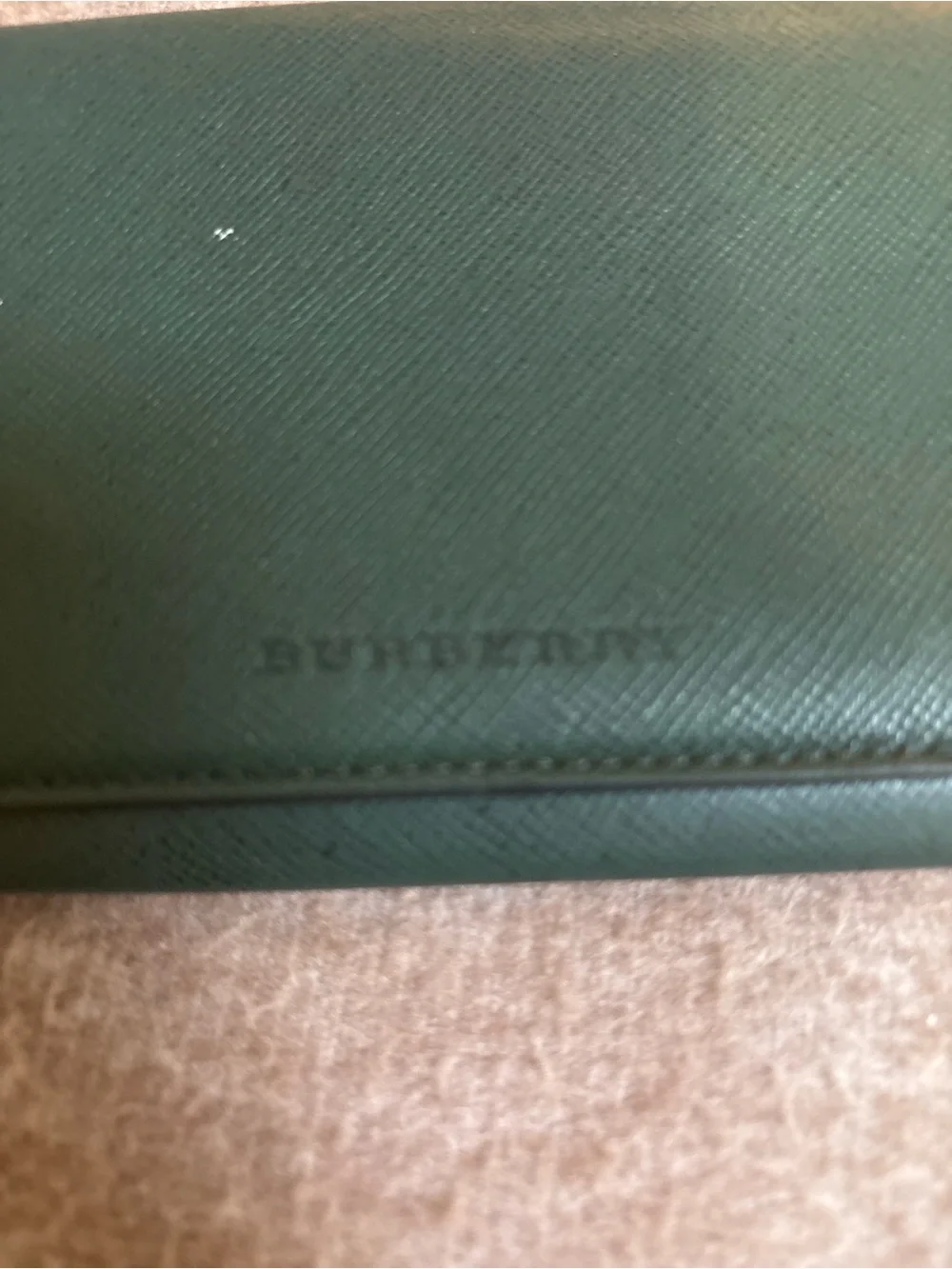 Burberry Dark Green Textured Leather Long Wallet